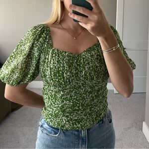 Abercrombie & Fitch Green Dotted Women's Top